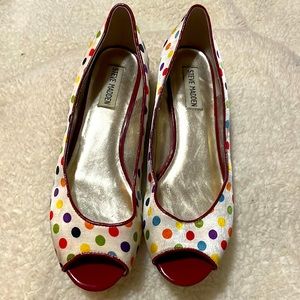 Vintage Steve Madden. polka dot low wedge  slip on